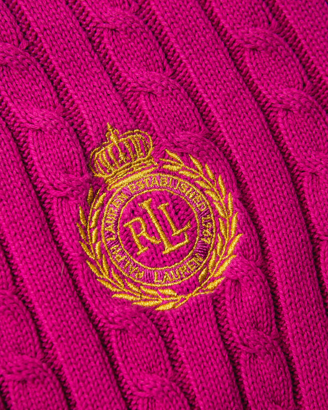 {Vintage/Used} Ralph Lauren Pink Cable Knit Zip Up Sweater